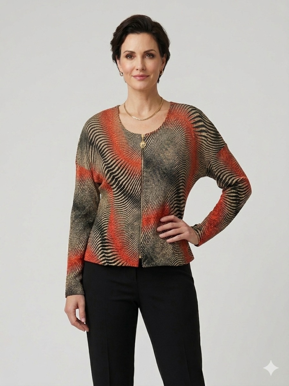 Joseph Ribkoff Optical Ray Summer Light Soft Stretchy Jacket size 14 style 42794